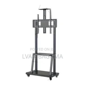 Adjustable Mobile Tv Stand With Wheels - Metallic
