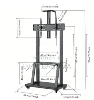 Adjustable Mobile Tv Stand With Wheels - Metallic
