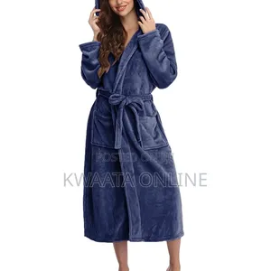 Unisex Fleece Robe Set With Hood, Plush Warm Bathrobe