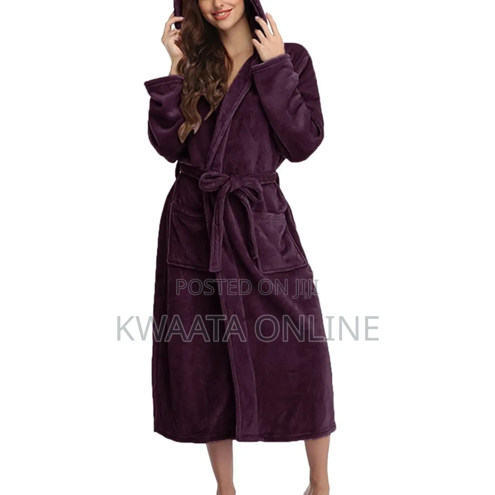 Unisex Fleece Robe Set With Hood, Plush Warm Bathrobe