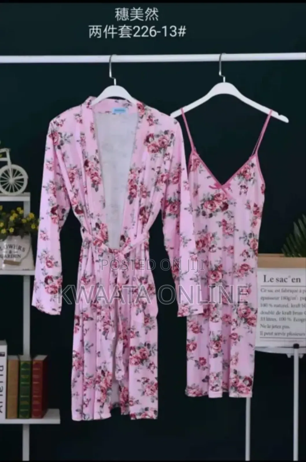 Cotton Nightdress With Robe Women Flower Print
