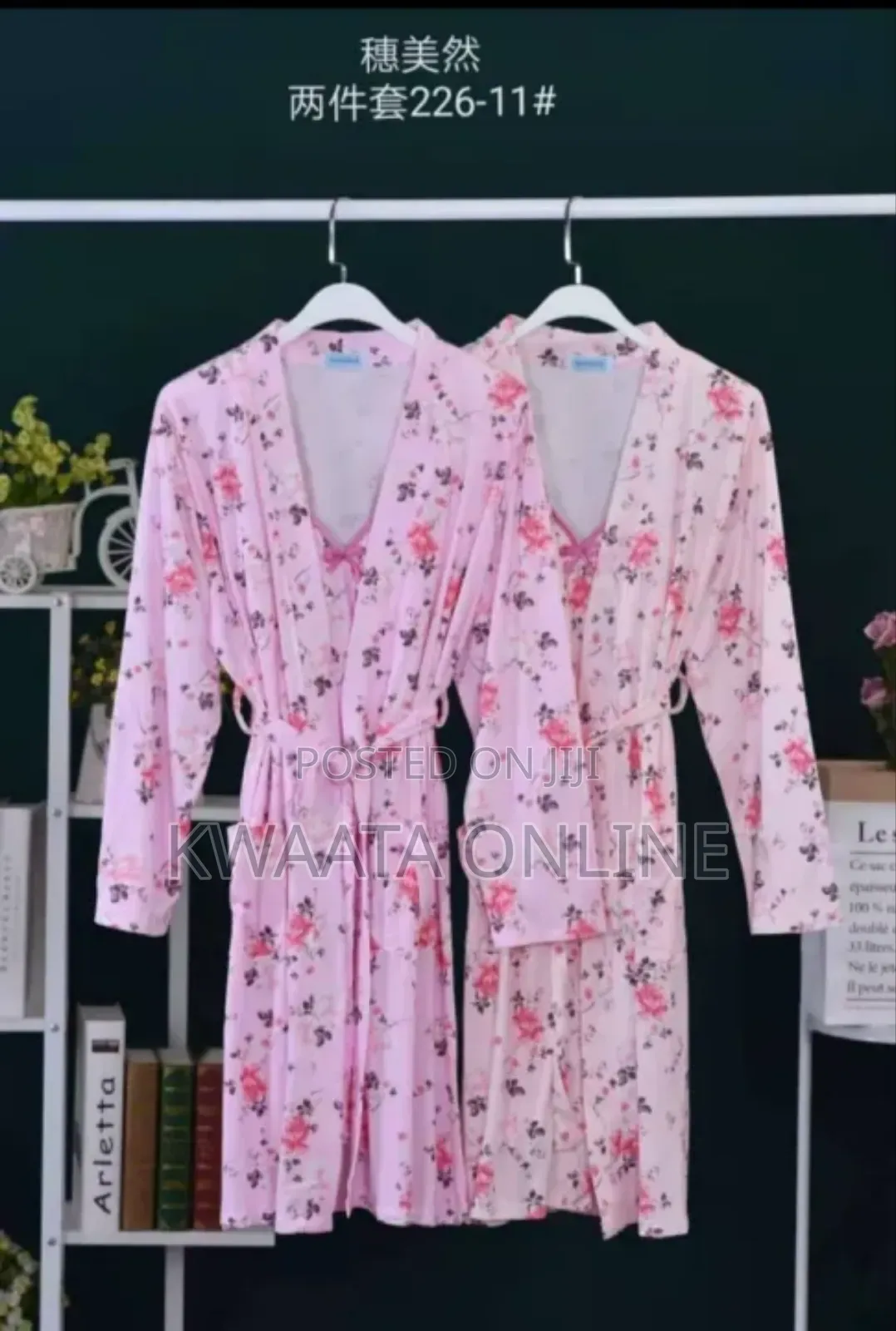 Cotton Nightdress With Robe Women Flower Print