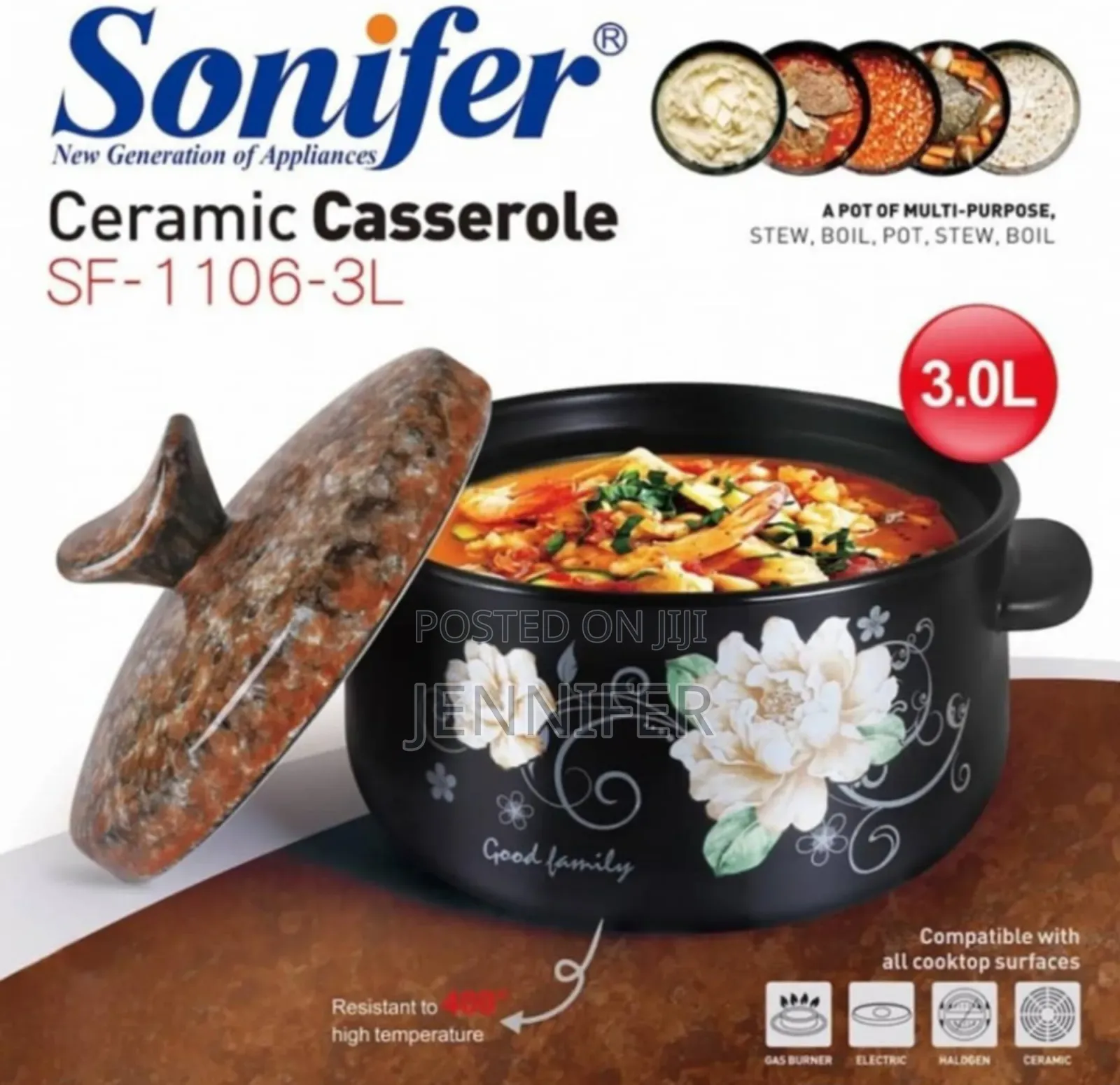 Sonifer Ceramic Casserole, Model Sf-1106-3l