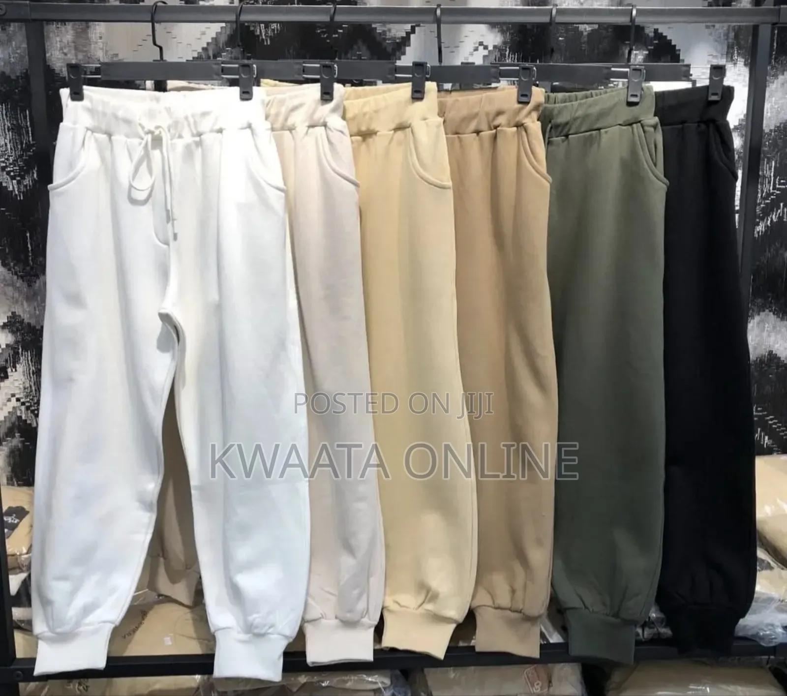 Unisex Sweatpants Cuffed Bottoms Drawstring Baggy Joggers