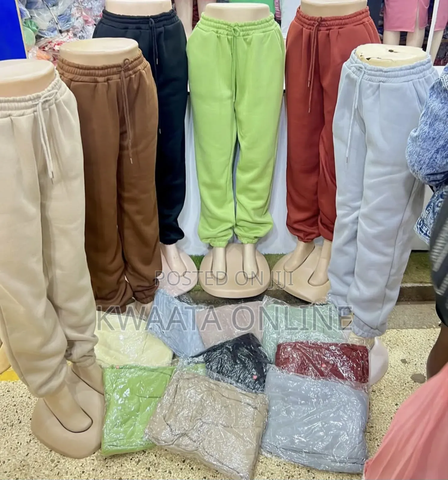 Unisex Sweatpants Cuffed Bottoms Drawstring Baggy Joggers