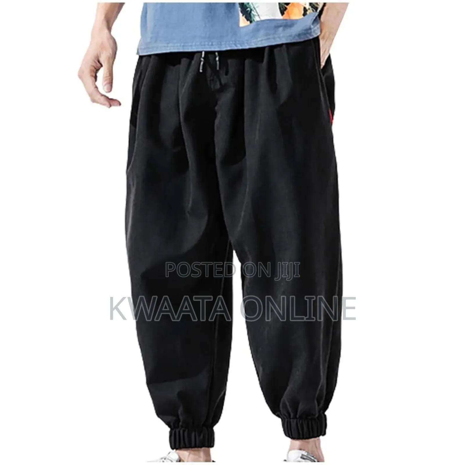 Unisex Sweatpants Cuffed Bottoms Drawstring Baggy Joggers