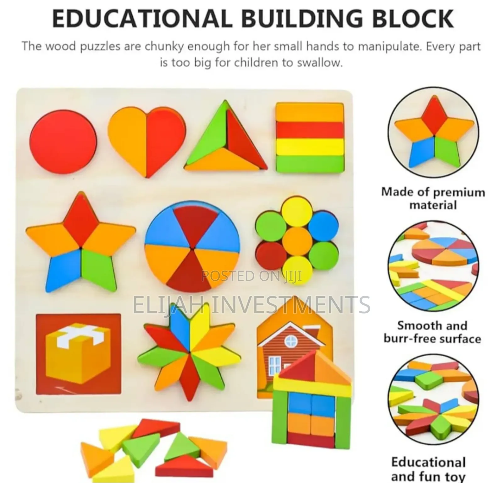 10in1 Wooden Kids Educational Colourful Square Tangram Game