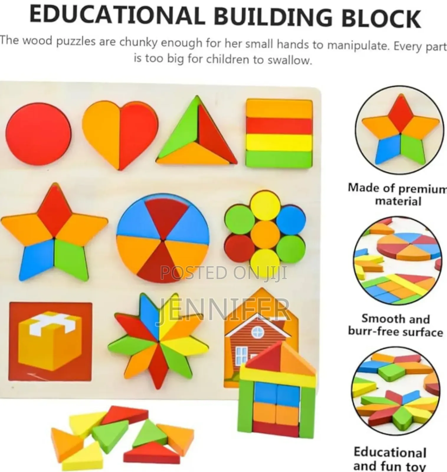 10in1 Wooden Kids Educational Colourful Square Tangram Game