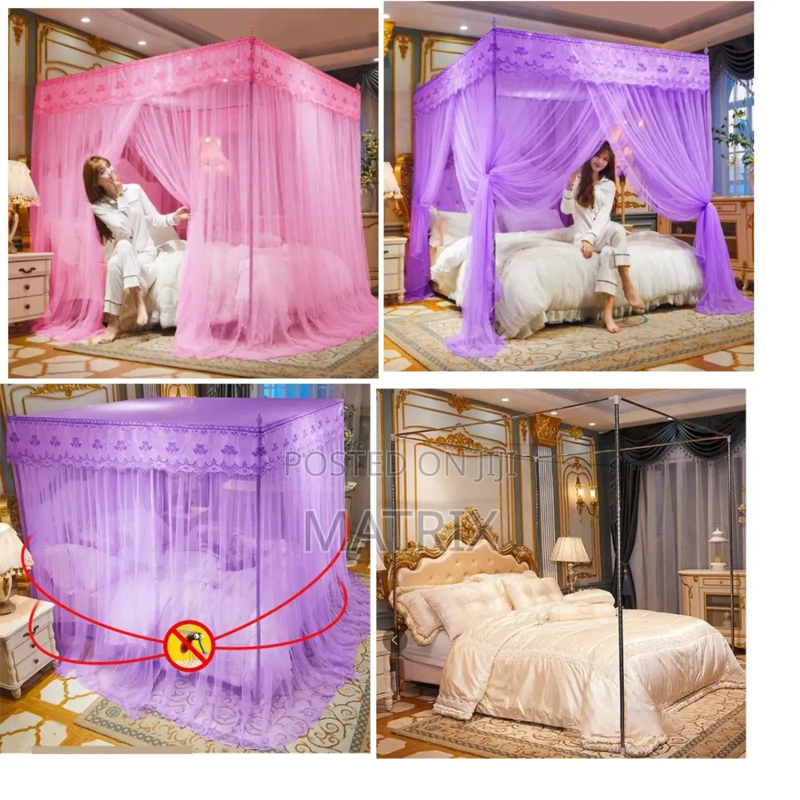 Cozy Mosquito Net With 4 Stainless Steel Stands