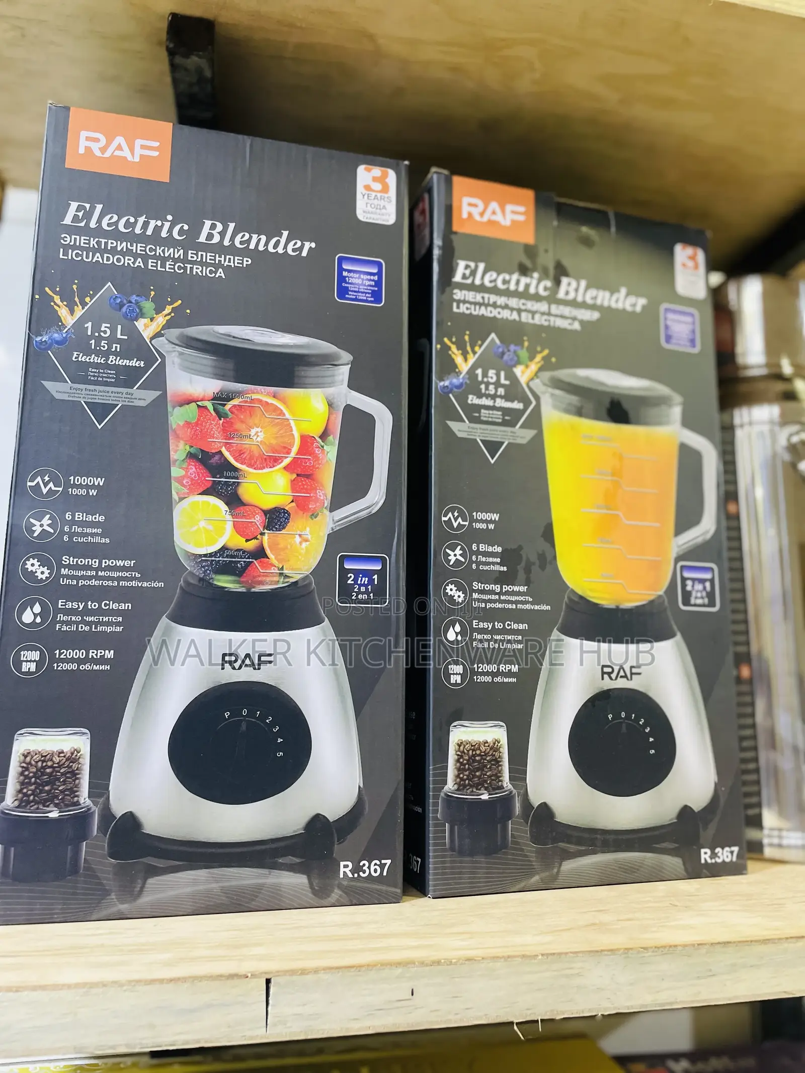2 in 1 Raf Glass Blender - Black