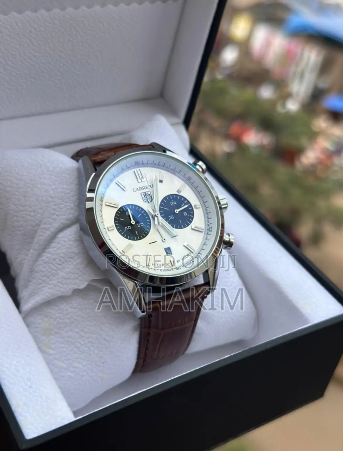 Classic Men's Brown Strap Carrera Chronograph Watch in Stock
