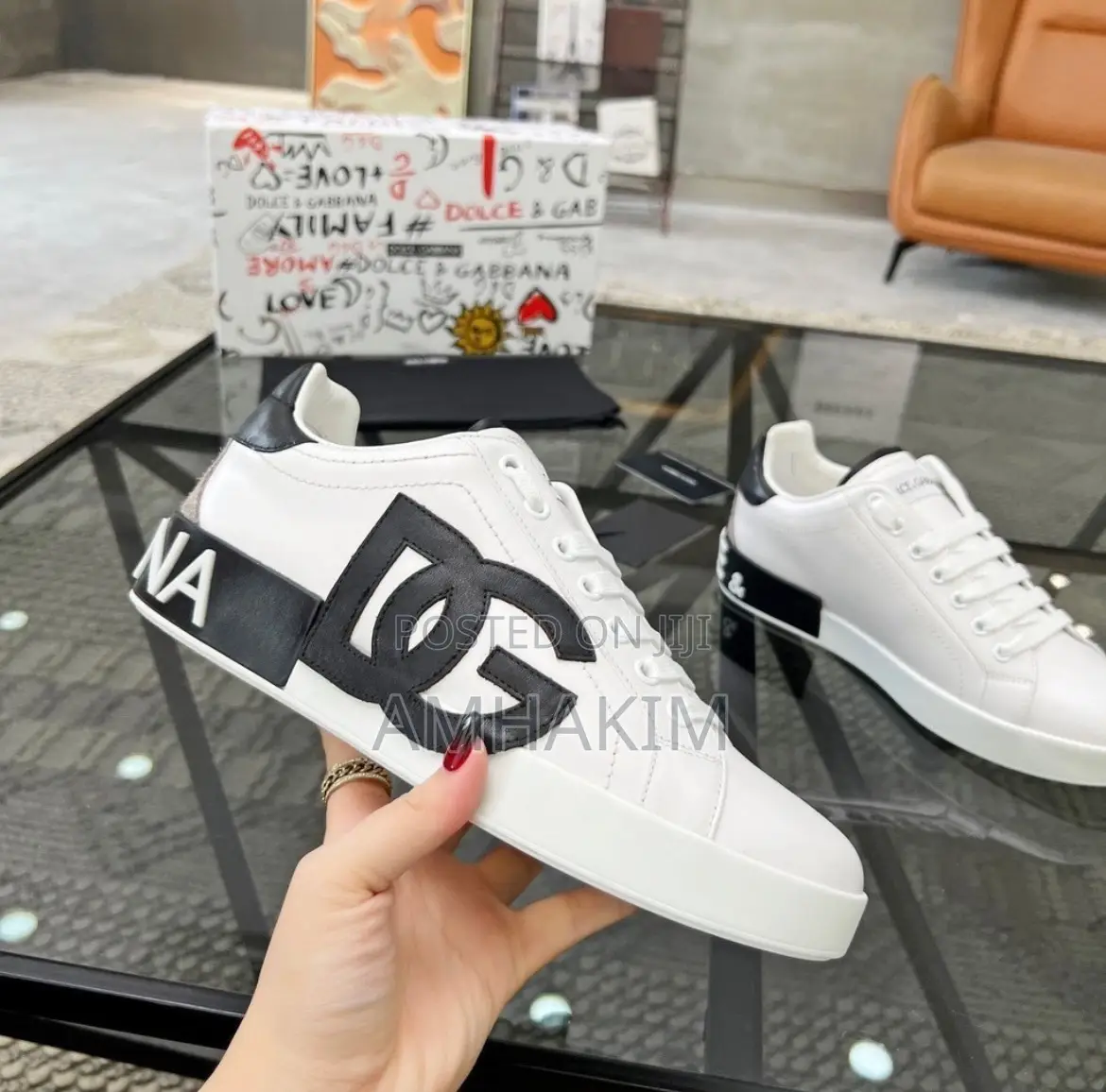New Men's Dolce Gabbana Portofino Low Leather Sneakers