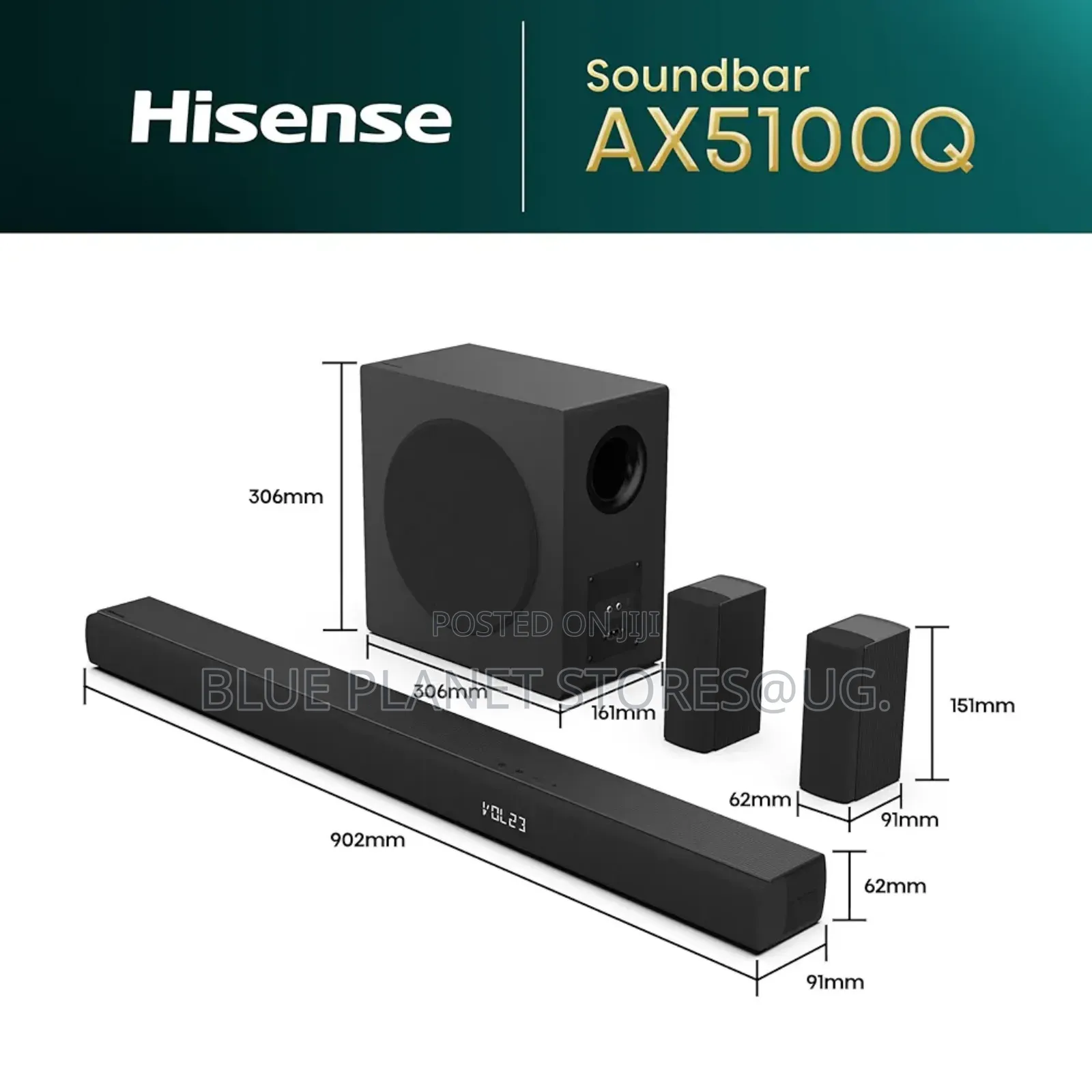 Hisense 5.1ch Dolby Atmos Soundbars \\ 580w \\ Ax5100q