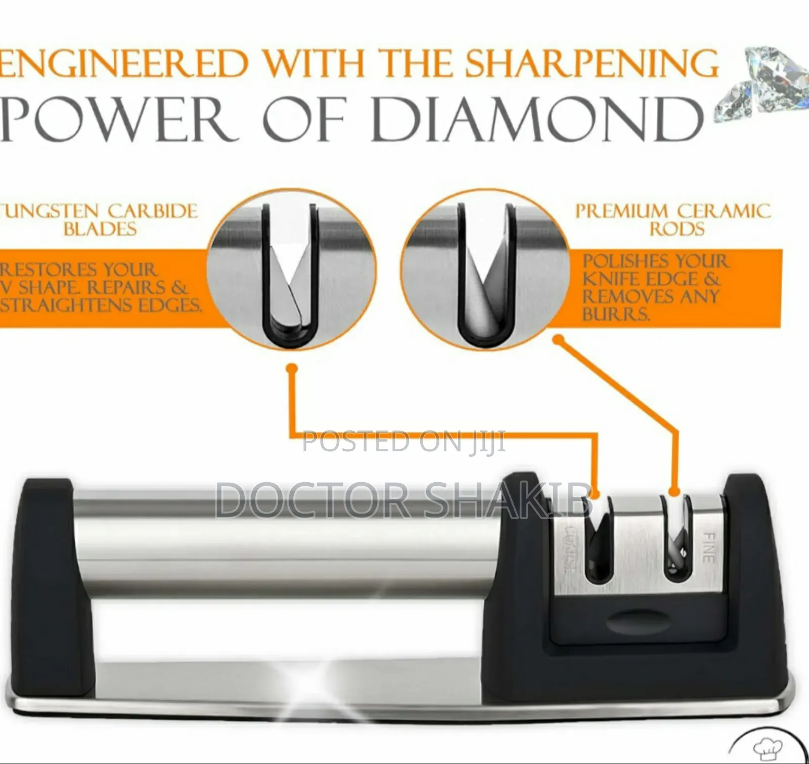 New 2 Stage Diamond Coated Wheel Knife Sharpener