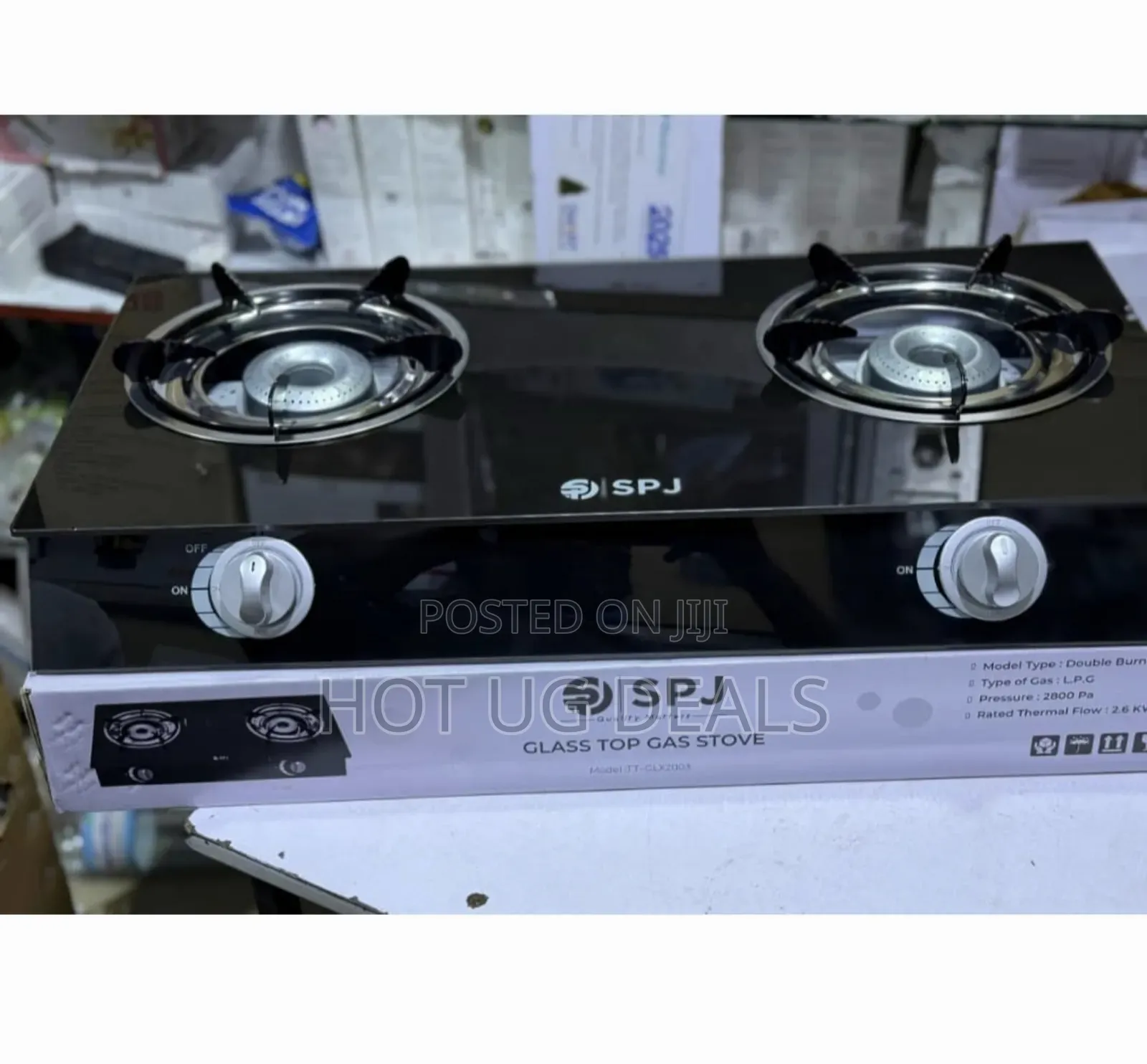 Spj Double Burner Glass Gas Stove With Auto Ignition - Black