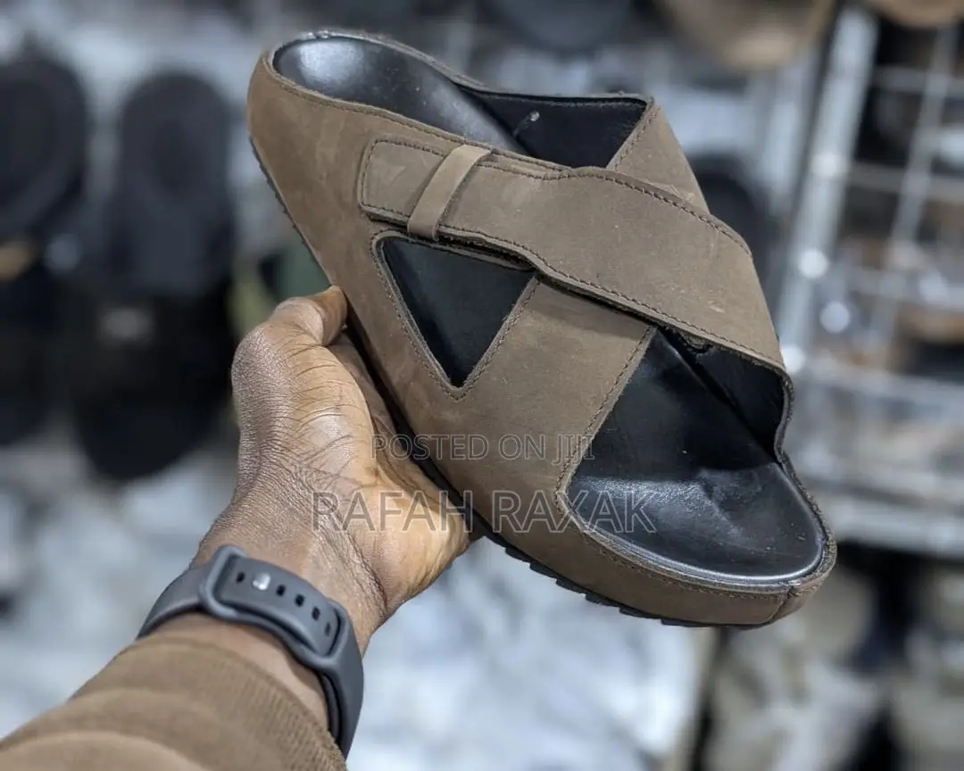 Original Dark Tan Zara  Cross Leather Sandals