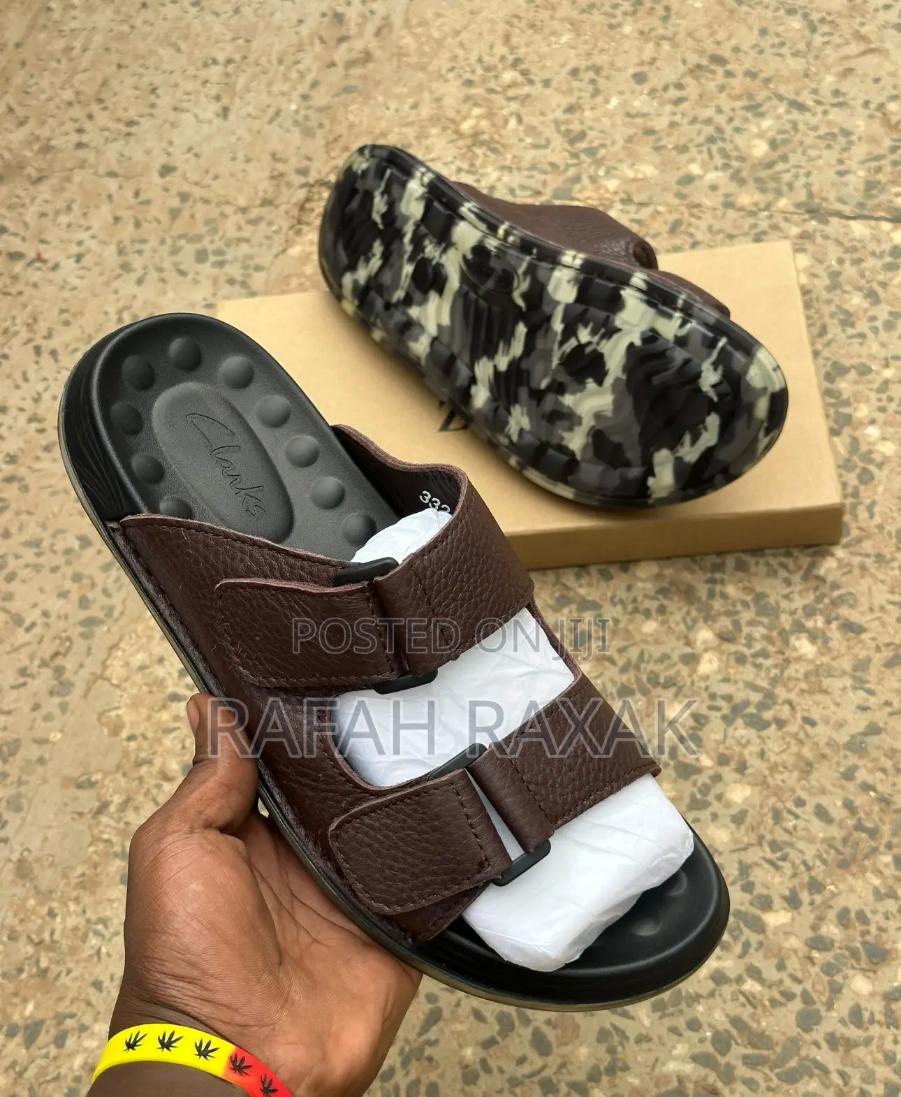 Original Brown Clarks Double Strap Rough Leather Sandals