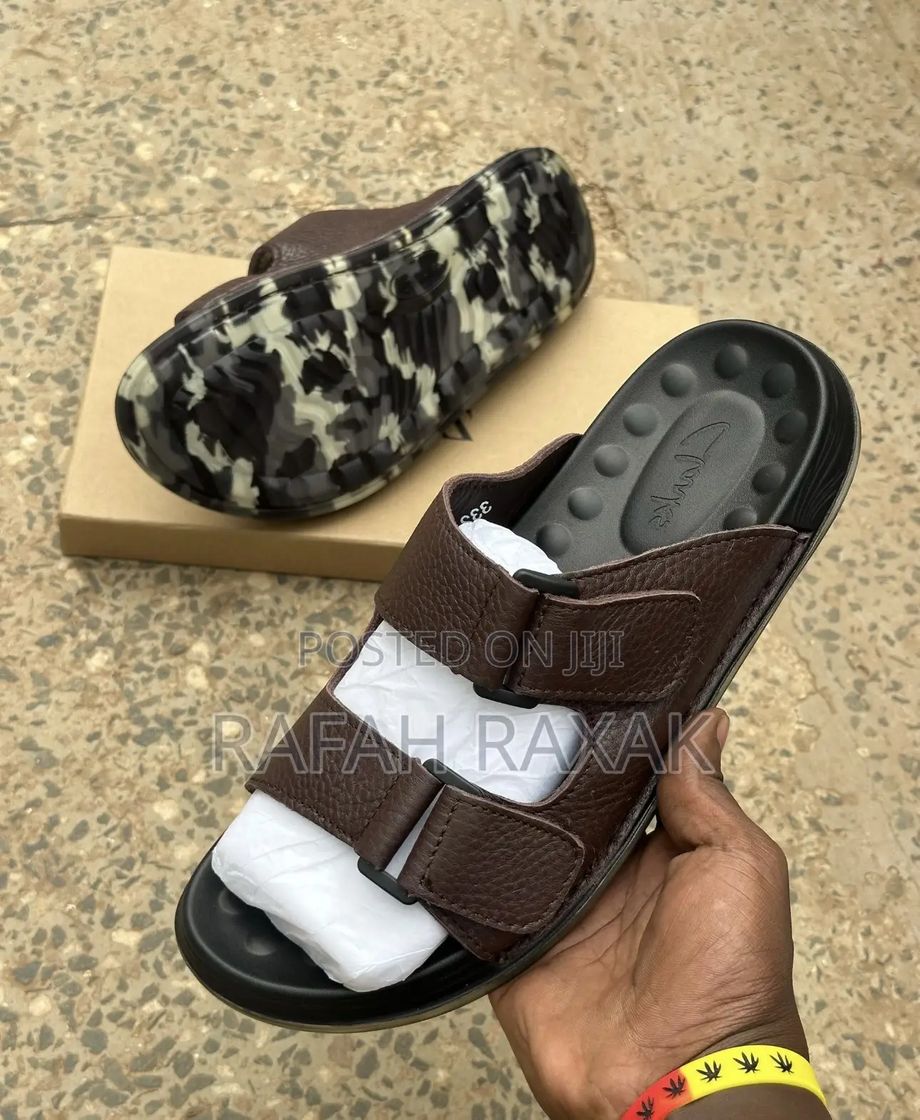 Original Brown Clarks Double Strap Rough Leather Sandals