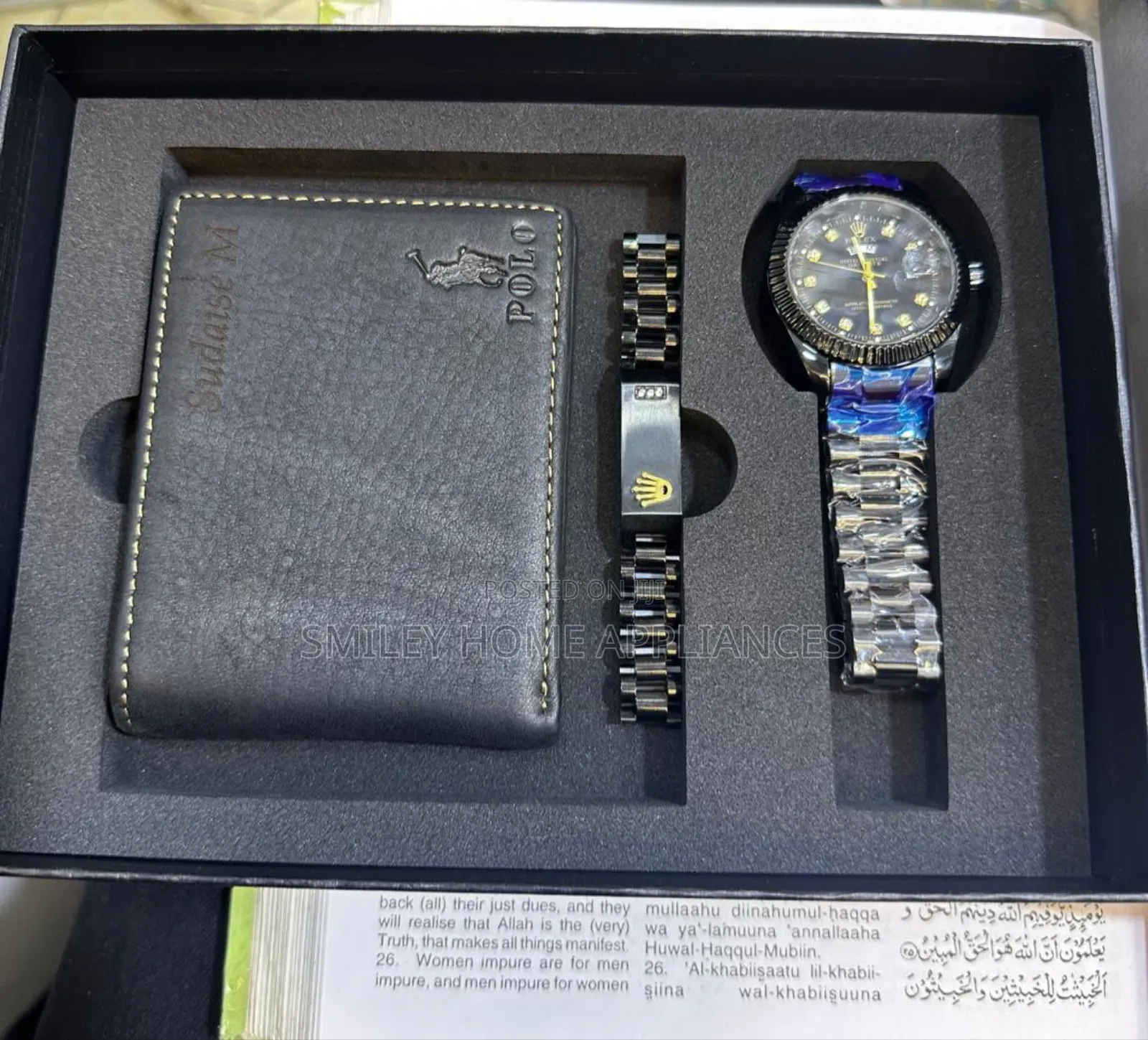 Men's Rolex Wrist Time Piece With Bracelet Wallet Gift Box