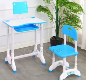 Photo - Height Adjustable Kids Combined Study Table and Chair Set