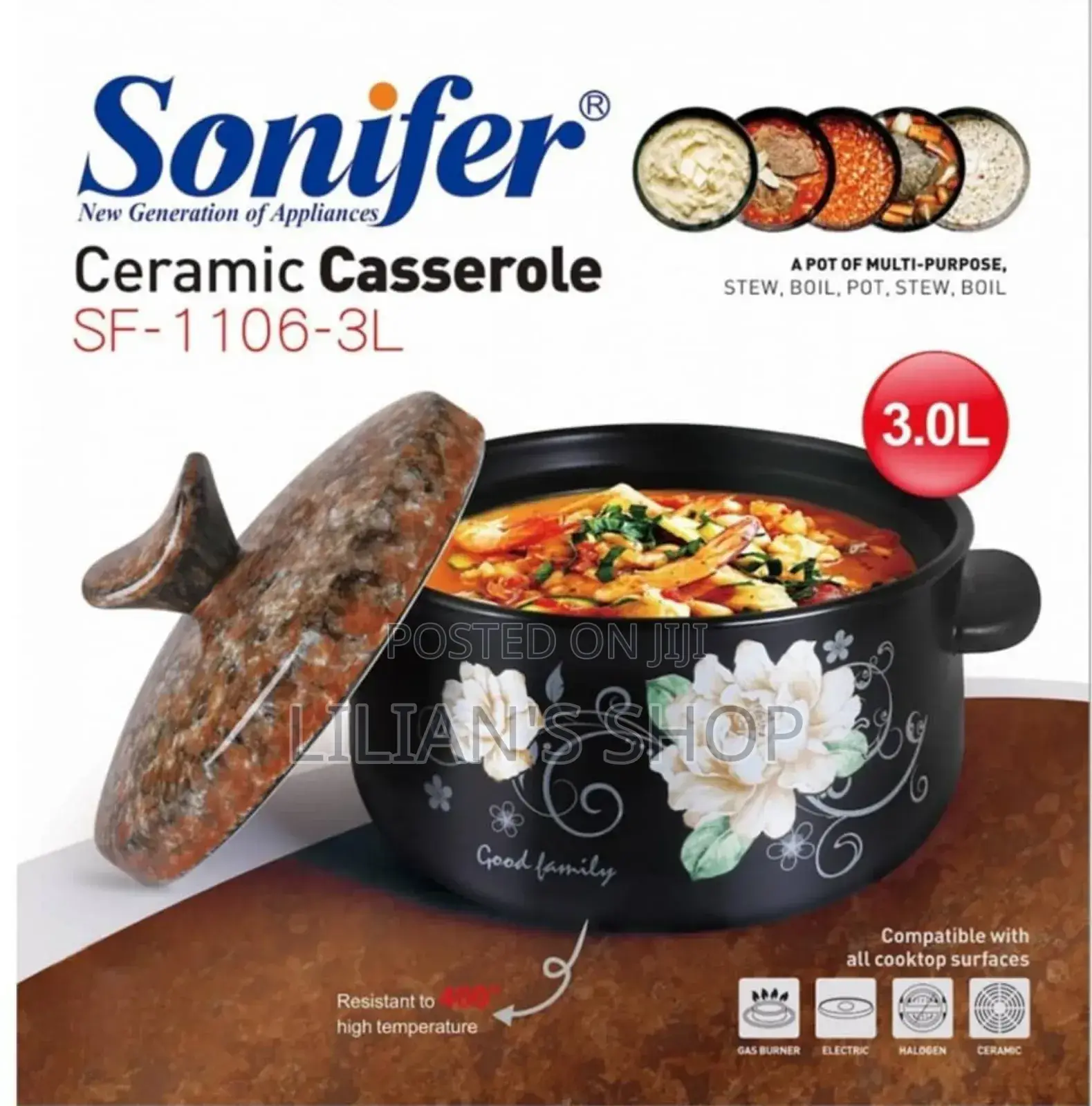 Sonifer Ceramic Casserole, Model Sf-1106-3l