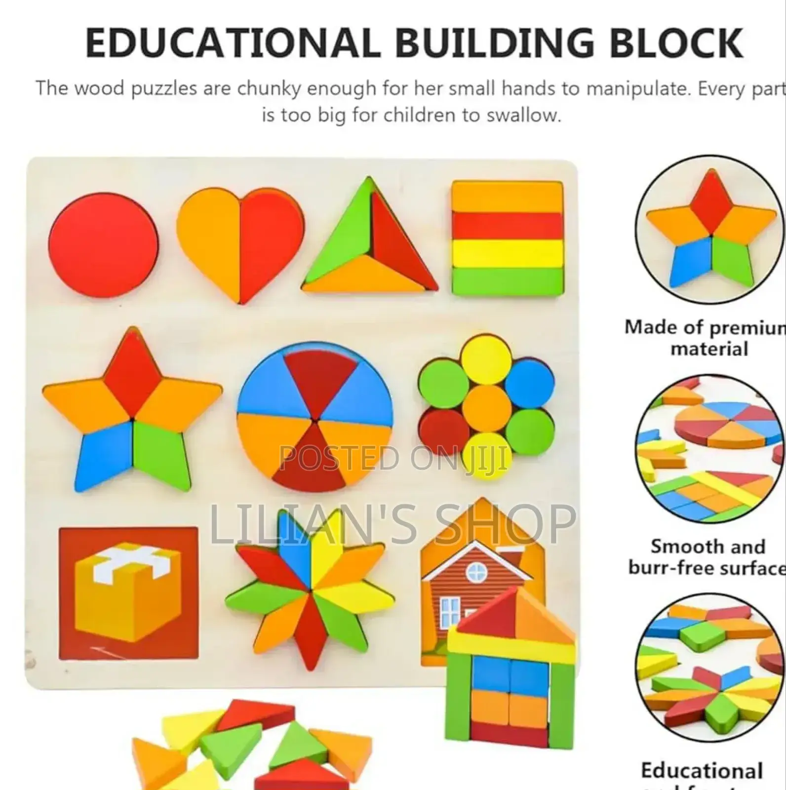 10in1 Wooden Kids Educational Colourful Square Tangram