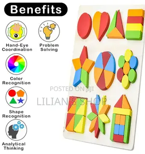 10in1 Wooden Kids Educational Colourful Square Tangram