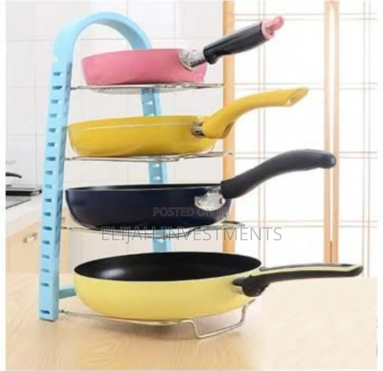 Adjustable 4 Layer Frying Pan Pot Dish Holder Rack