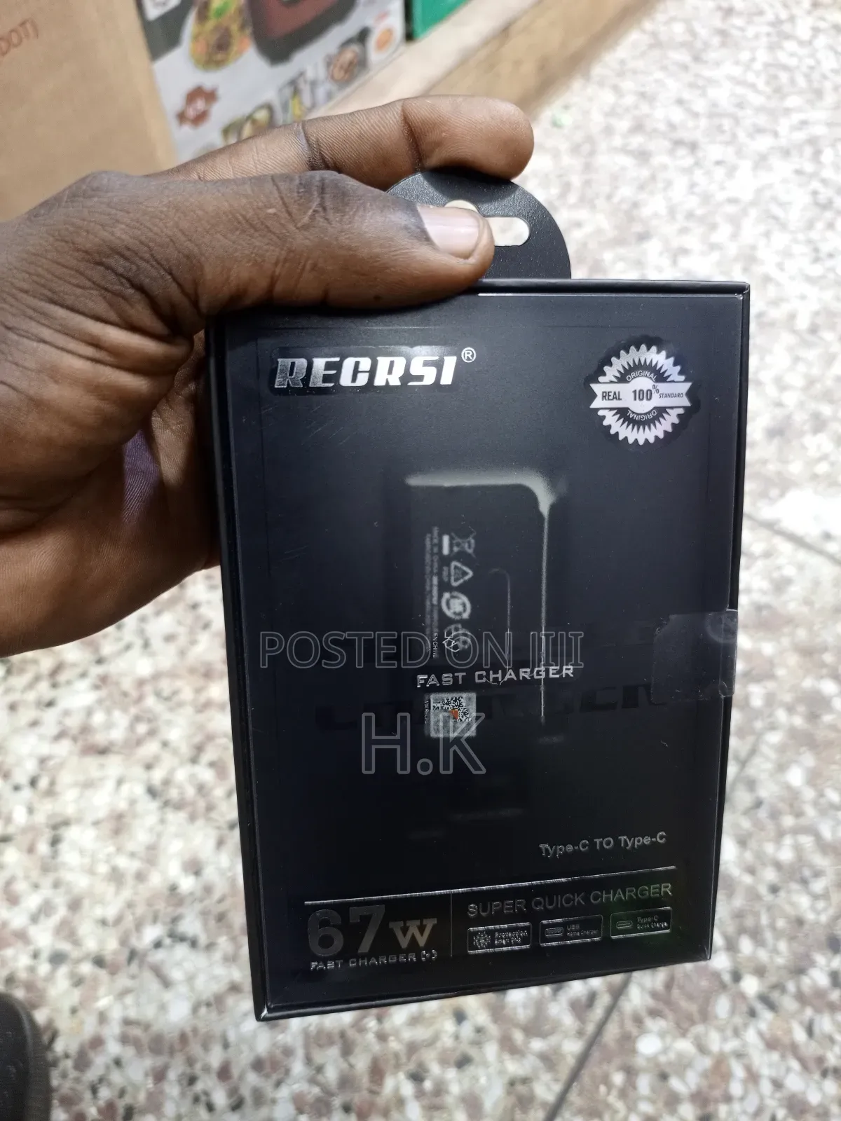 Recrsi 67w Super Quick Charger With a Type-C to Type-C Cable