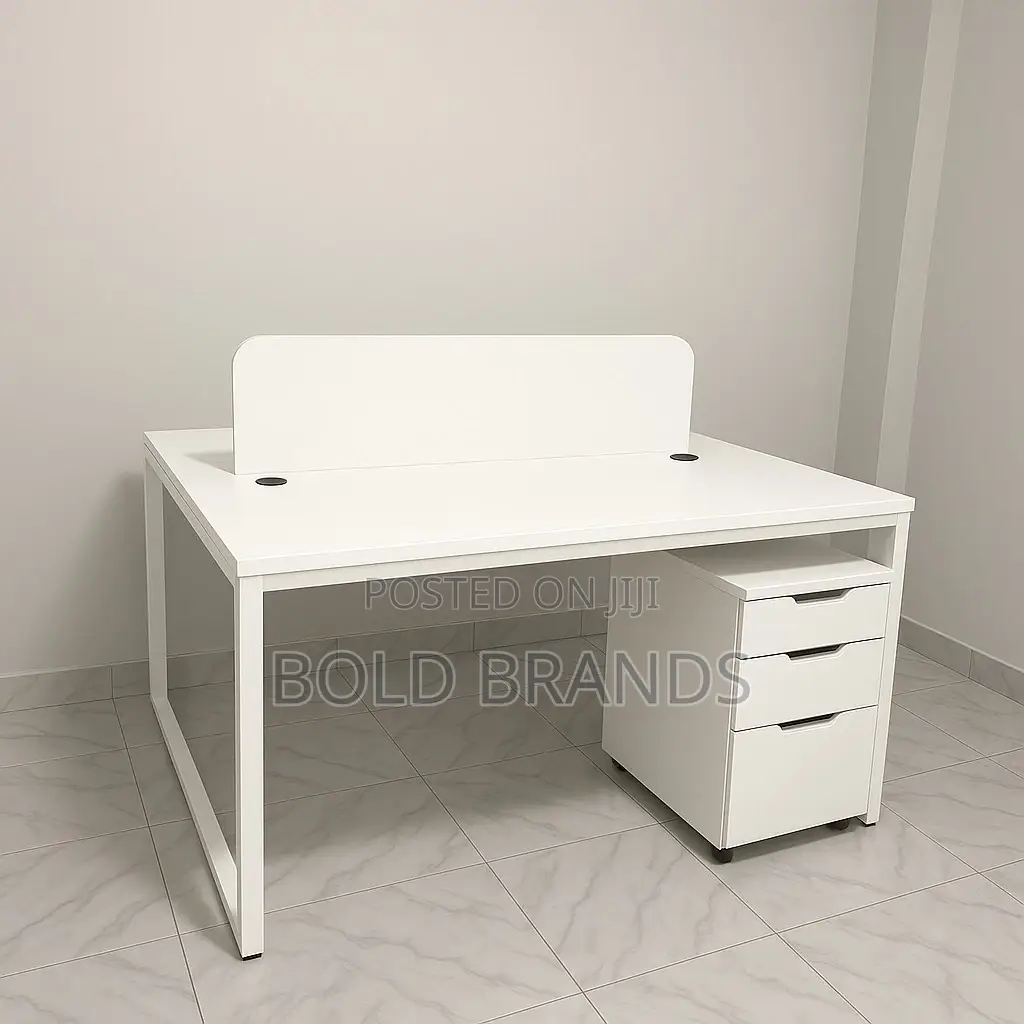 Office Desk White - 2 Seater
