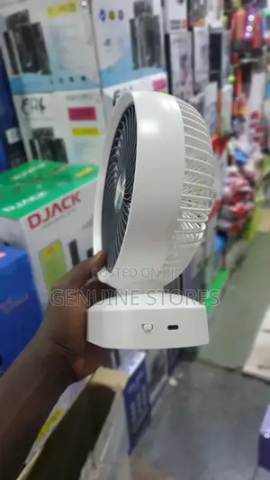 Rechargeable Portable Table Fan in White Colour.