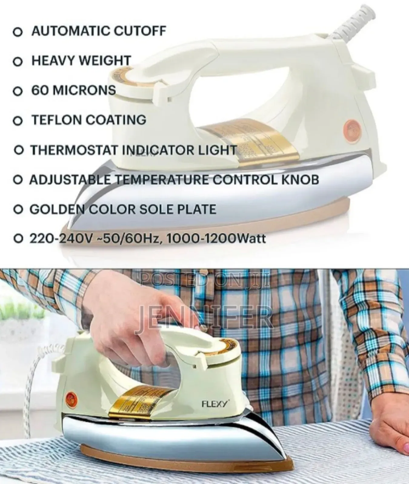 Heavy Duty Ceramic Dry Iron With Non-Stick Coated Soleplate.