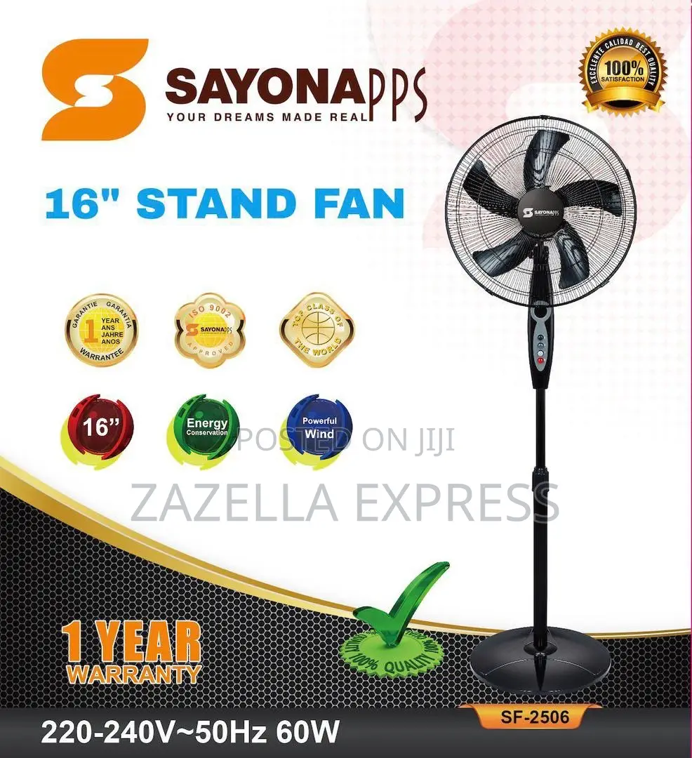 Sayona 16” Stand Fan With 1year Warranty