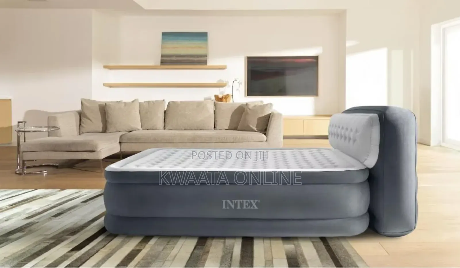 Intex Dura Beam Air Bed Mattress Fiber Ultra Plush Headboard