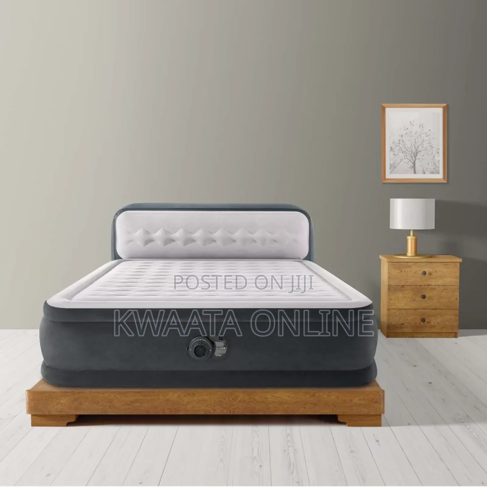Intex Dura Beam Air Bed Mattress Fiber Ultra Plush Headboard