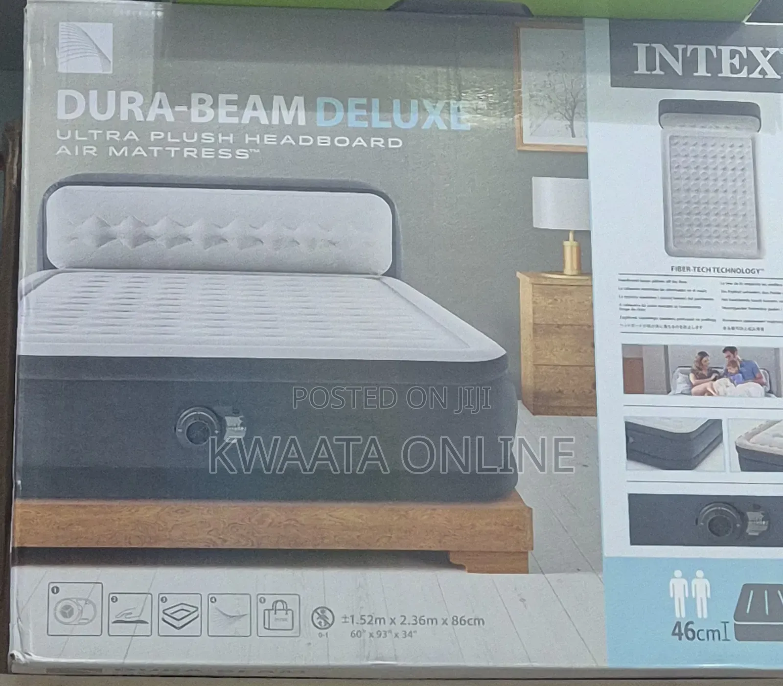 Intex Dura Beam Air Bed Mattress Fiber Ultra Plush Headboard
