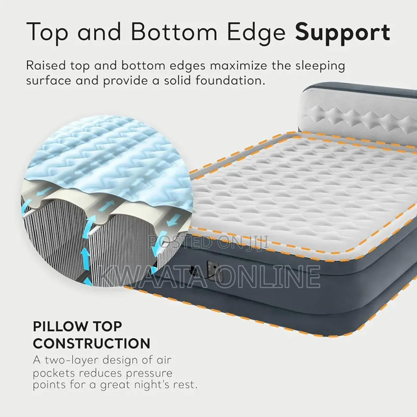Intex Dura Beam Air Bed Mattress Fiber Ultra Plush Headboard