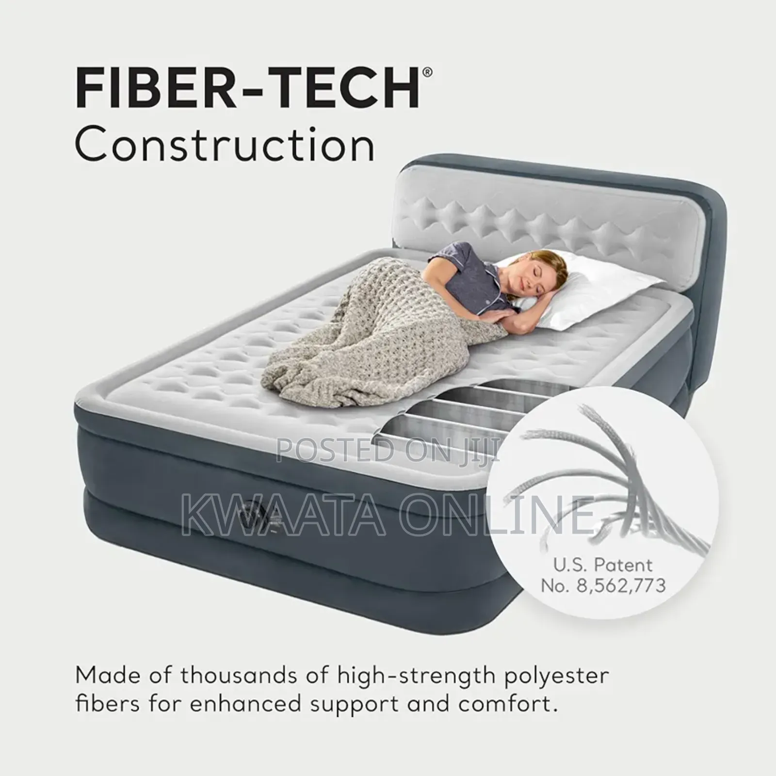 Intex Dura Beam Air Bed Mattress Fiber Ultra Plush Headboard