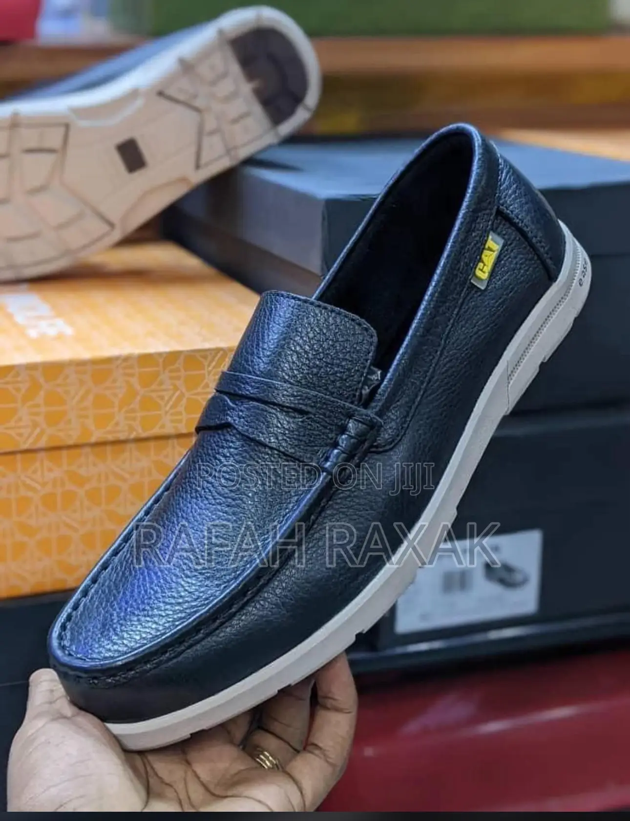 Original Men’S Black Cat Casual Low Slip On Leather Shoes