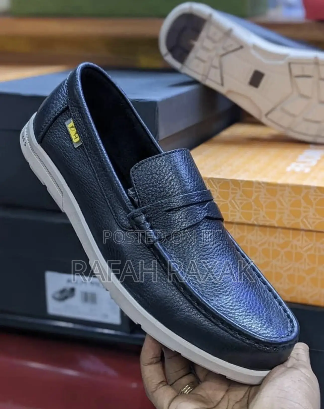 Original Men’S Black Cat Casual Low Slip On Leather Shoes