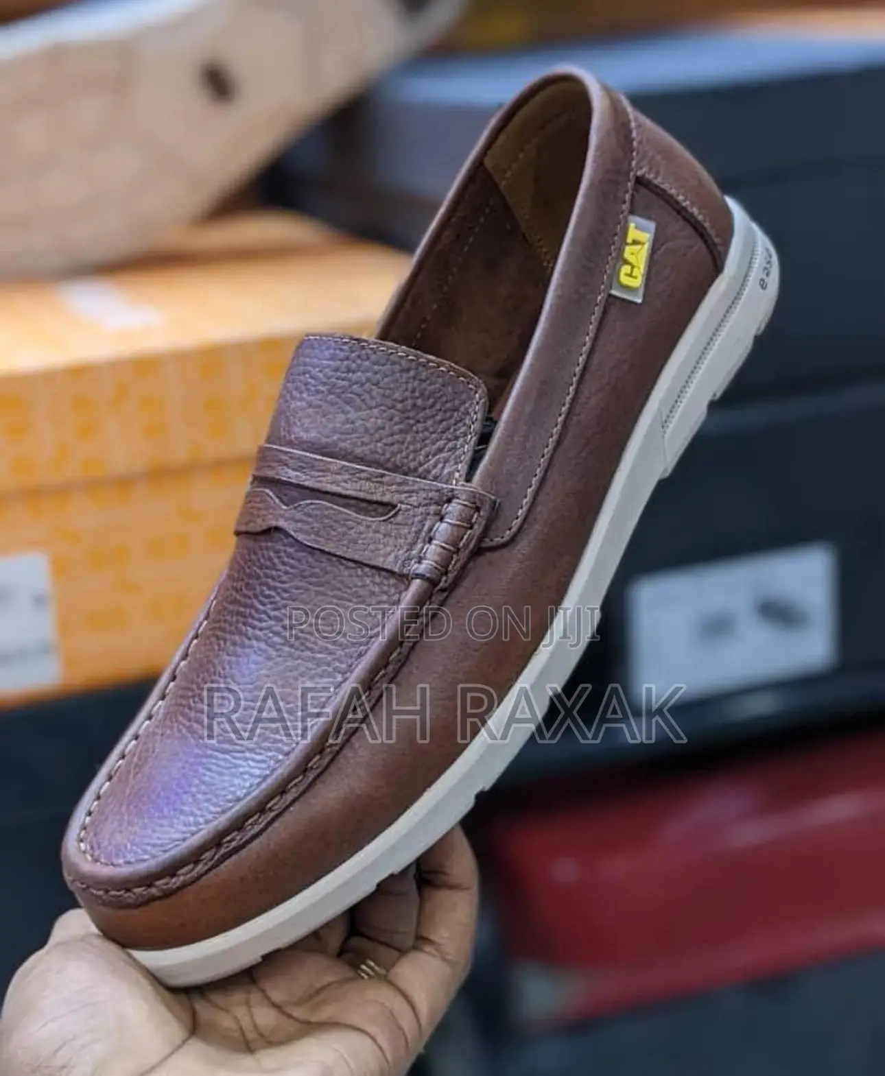 Original Men’S Brown Cat Casual Leather Low Shoes
