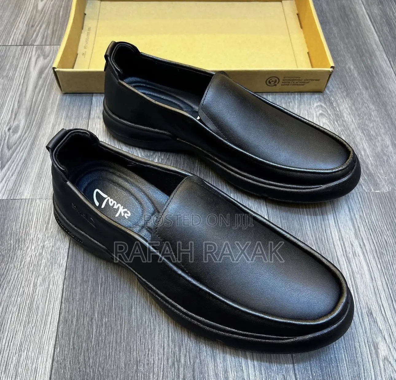 Men’S Designer Black Clarks Casual Leather Low Loafers