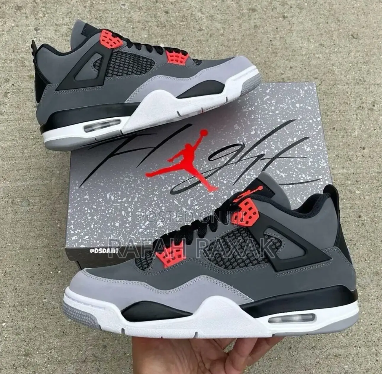 Nike Air Jordan 4 Retro Mid Infrared Cement Grey Sneakers