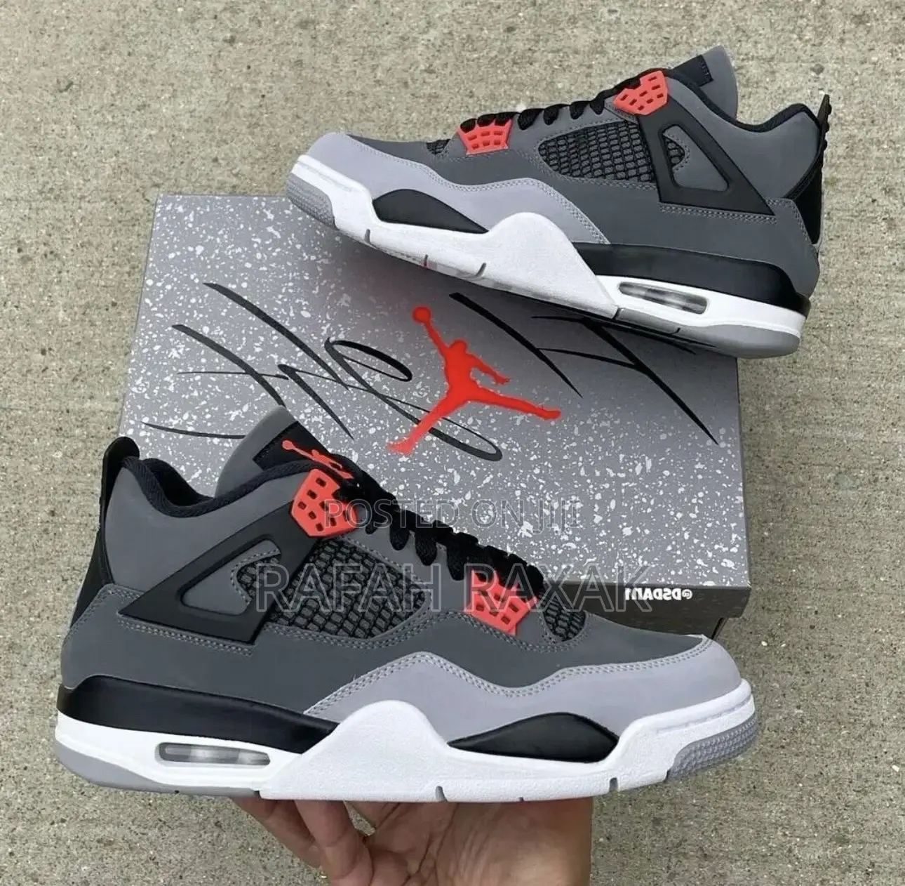 Nike Air Jordan 4 Retro Mid Infrared Cement Grey Sneakers