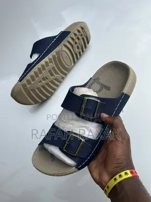 Men’S Double Strap Buckles Blue Polox Sandals