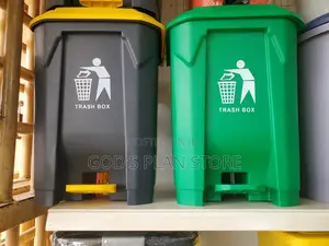 Black and Green Step on Plastic Dust Bins 20litres