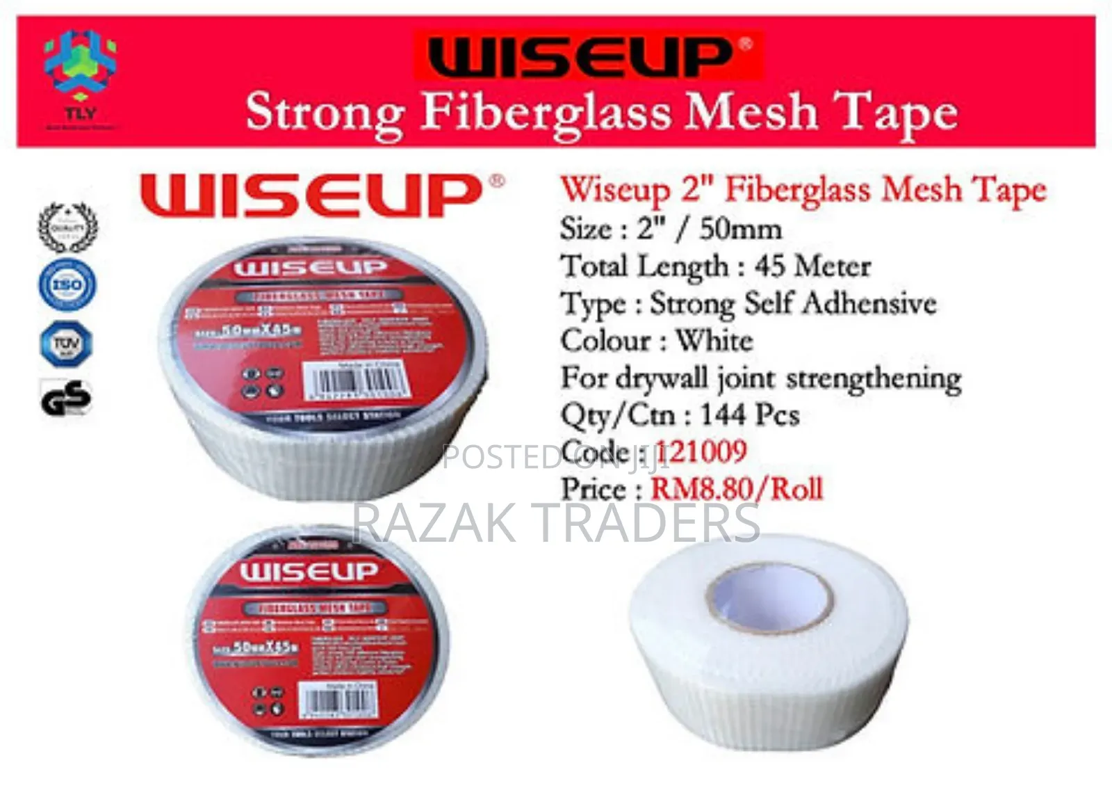 Self-Adhesive White Fiberglass Mesh Tape for Cracks Holes