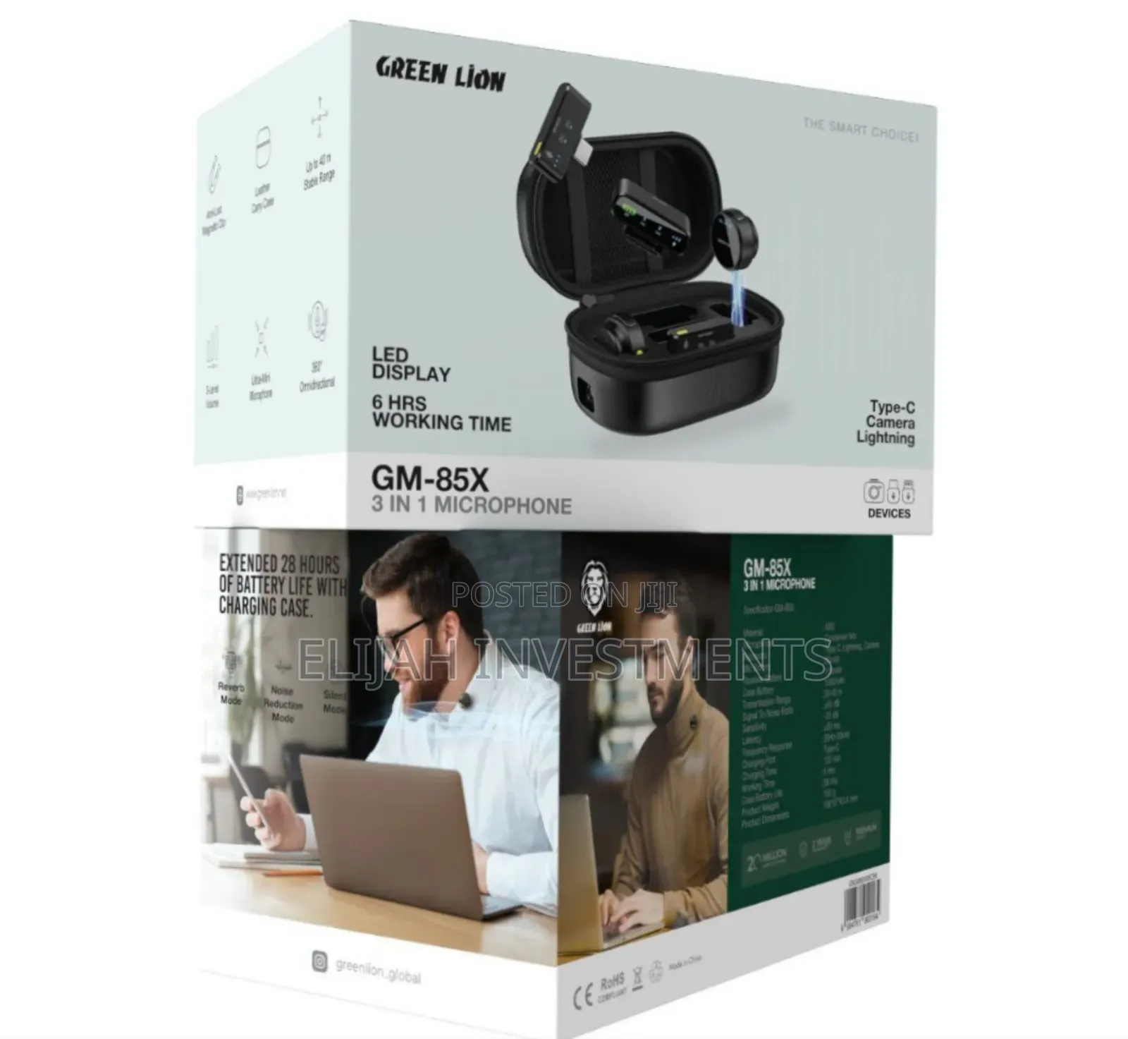 Green Lion Gm-85x 3 in 1 Wireless Microphone - Black