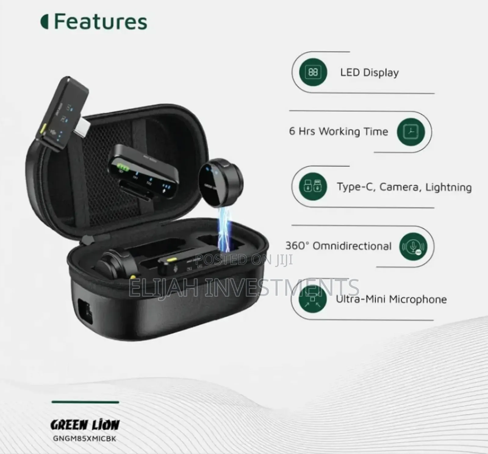 Green Lion Gm-85x 3 in 1 Wireless Microphone - Black