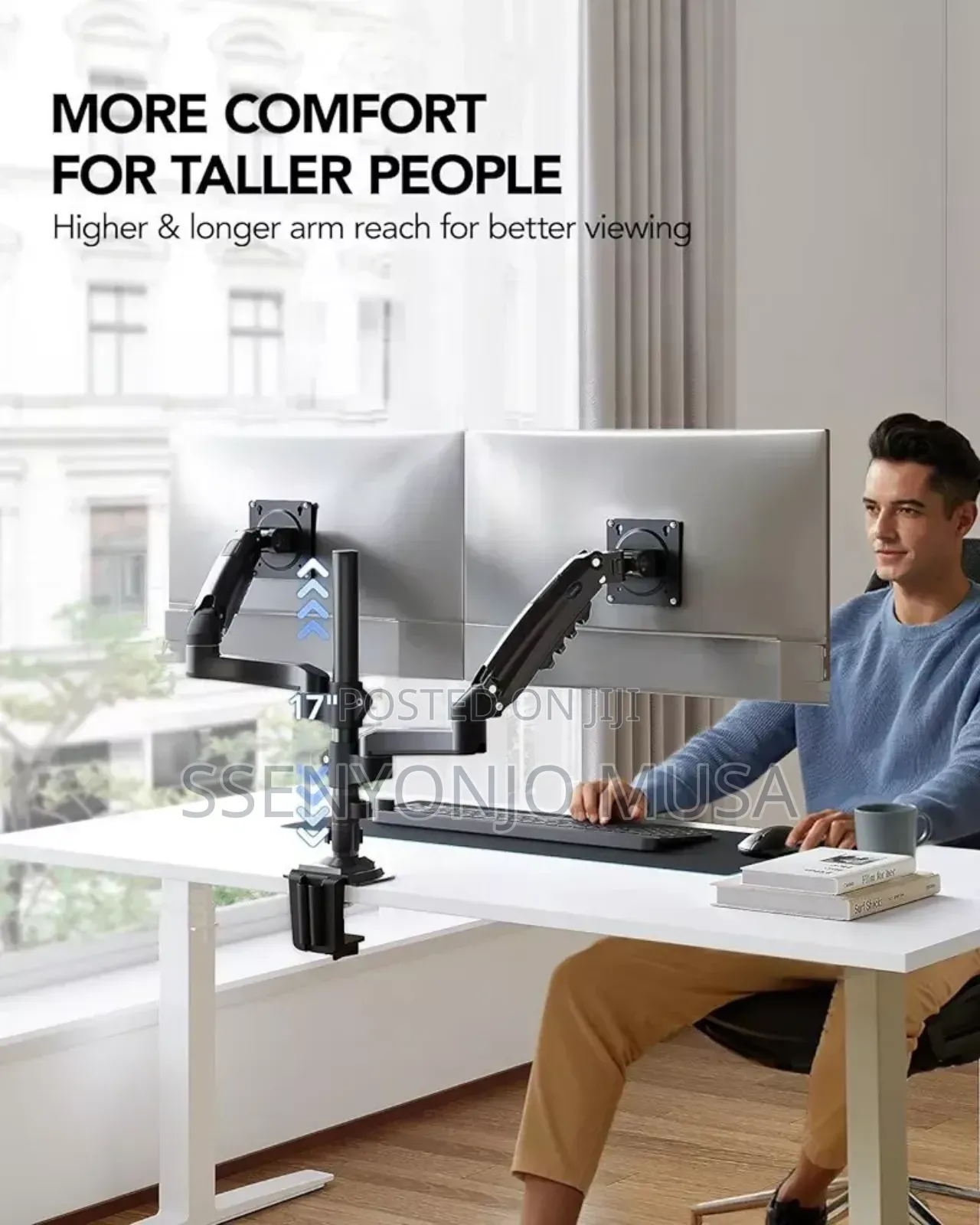 Dual Monitor Stand With Gas Spring Full-Range Motion